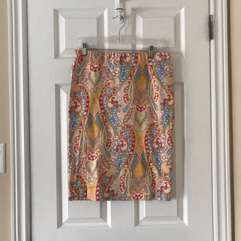 Paisley Print Pencil Skirt